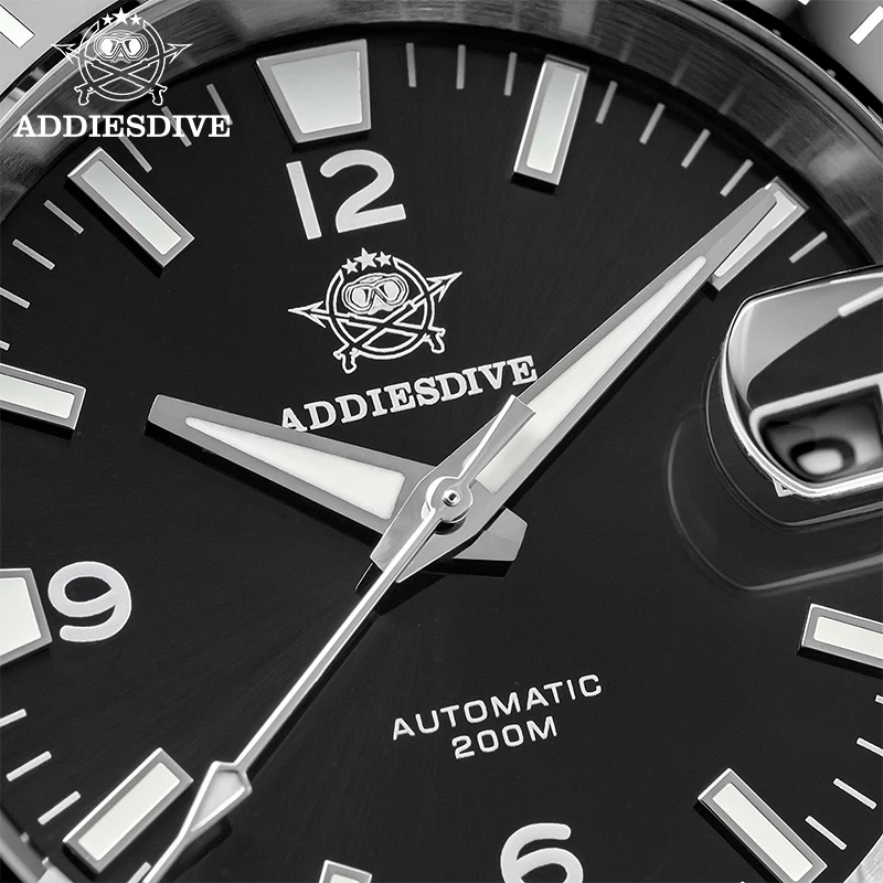 Addiesdive رجل التلقائي الميكانيكية الغوص ساعة مقاوم للماء 200 متر الياقوت سوبر مضيئة ساعة اليد السيراميك الحافة الصلب الساعات