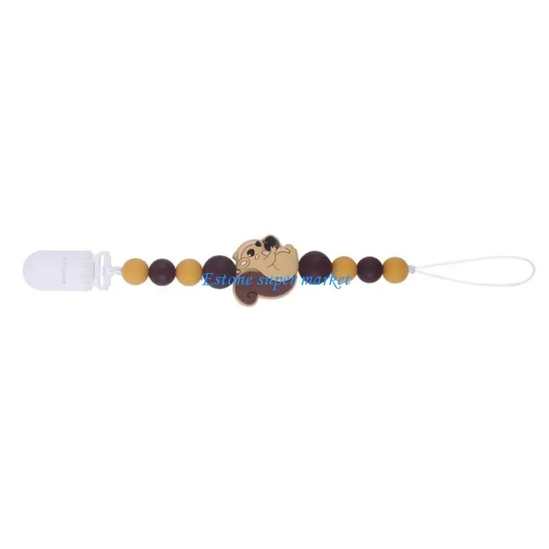 

090B Silicone Pacifier Clip Chain Baby Soother Toy Anti-lost Lanyard Cartoon Dummy Nipple Teether Strap Infant Shower Gift