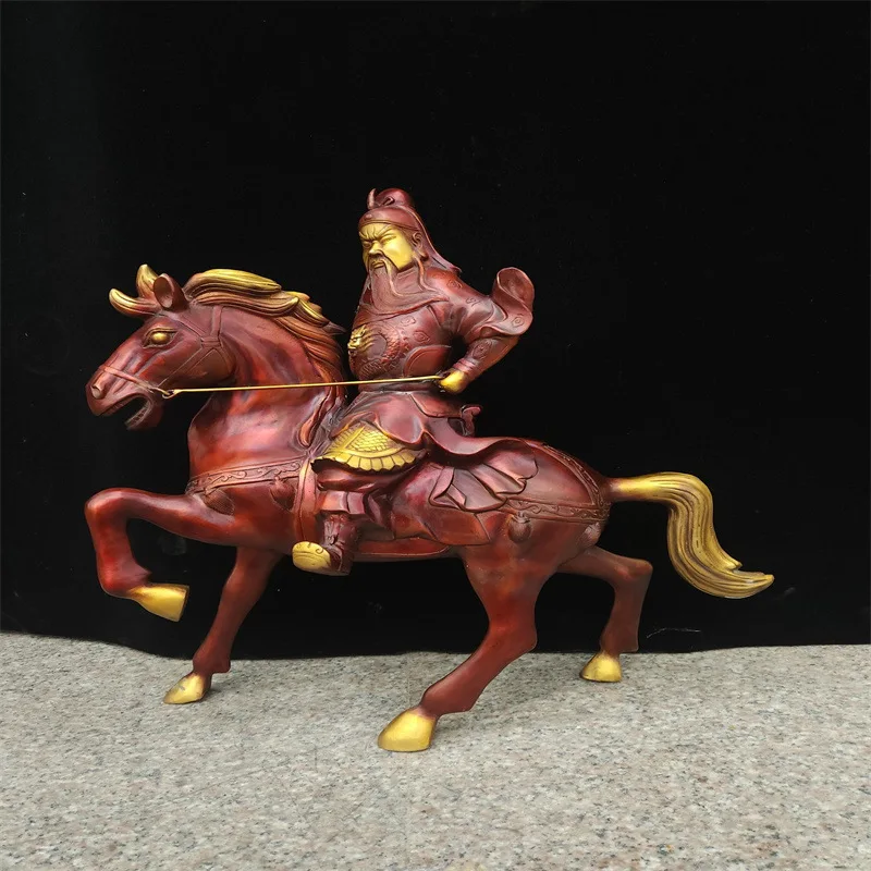 

2023 Brass Copper Gilded Large Horse Riding Guan Gong Decoration Home Decorative Creative Gifts & Crafts Wholesale