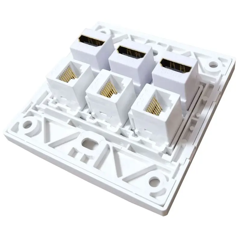 Snap-On Solderless Direct Insertion CAT6 Gigabit 4K High-Definition Cable HDMI Compatible Socket 86mm Multimedia Panel Wall Plug