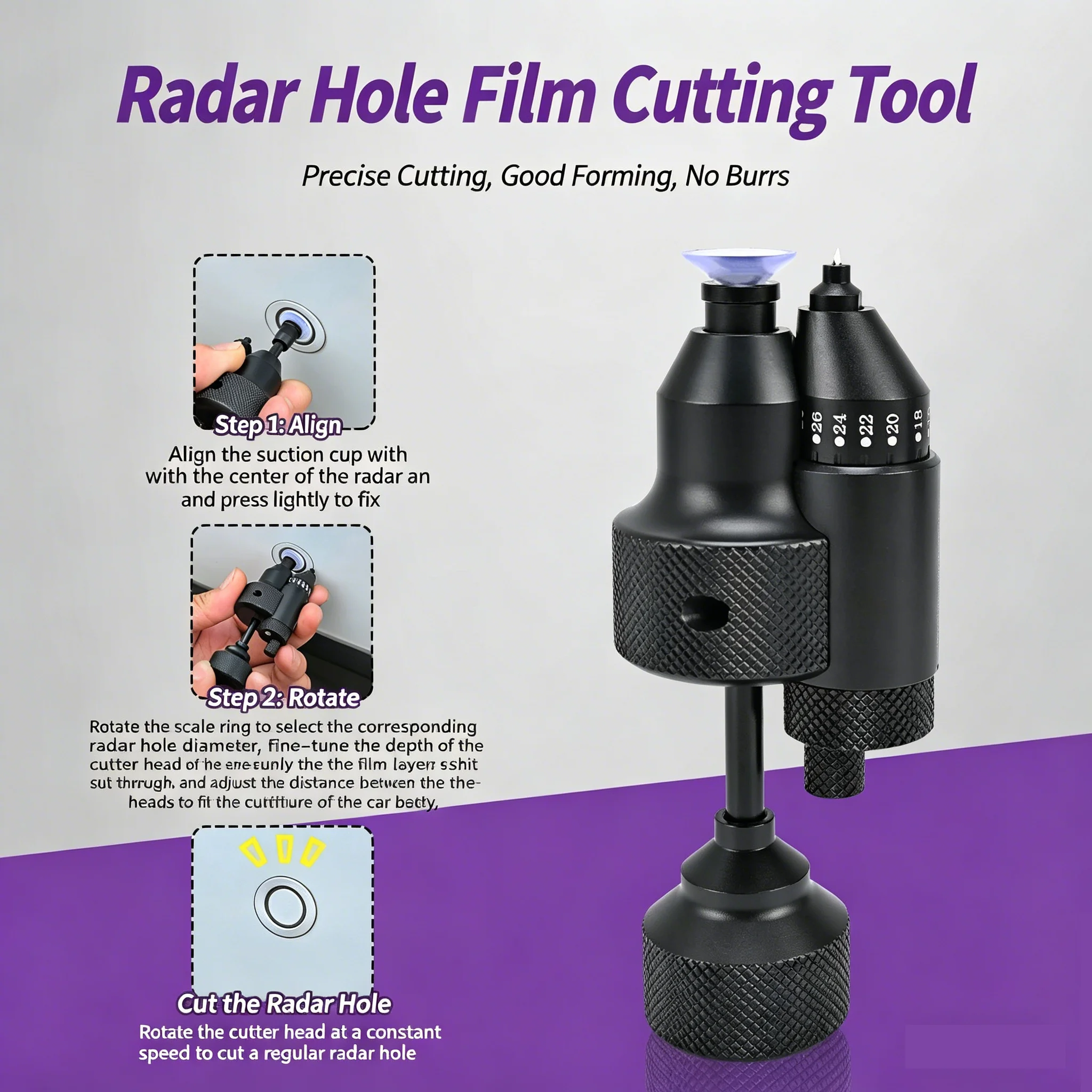 

Radar Hole Circle Cutter Multi - Gear Hole Metal Blade Car Wrap Vinyl Film Tool Artifact No Paint Damage