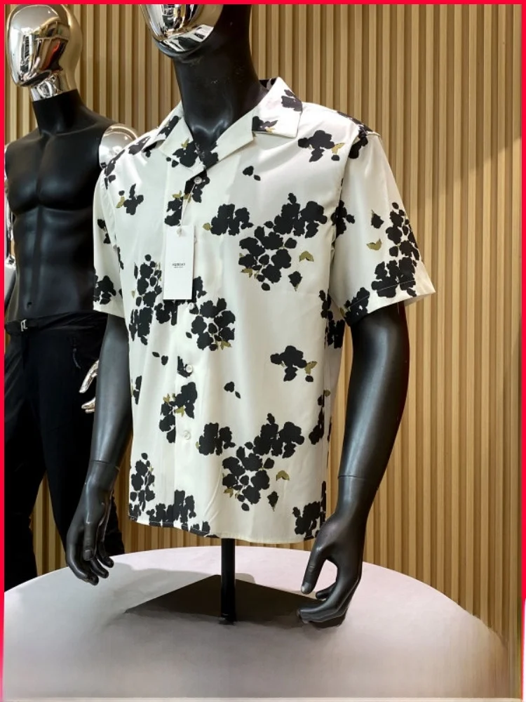 

Casual Summer Print Short Sleeve Shirt Modal Cotton Blend Unisex Couple Style Breathable Fashion Urban Loose Fit Men's Shirt