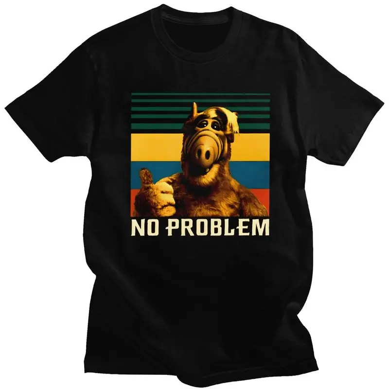 Custom No Problem Alf T Shirts for Men 100% Cotton Tees Alien Life Form Tshirts Short-Sleeve Casual T-shirt Clothes