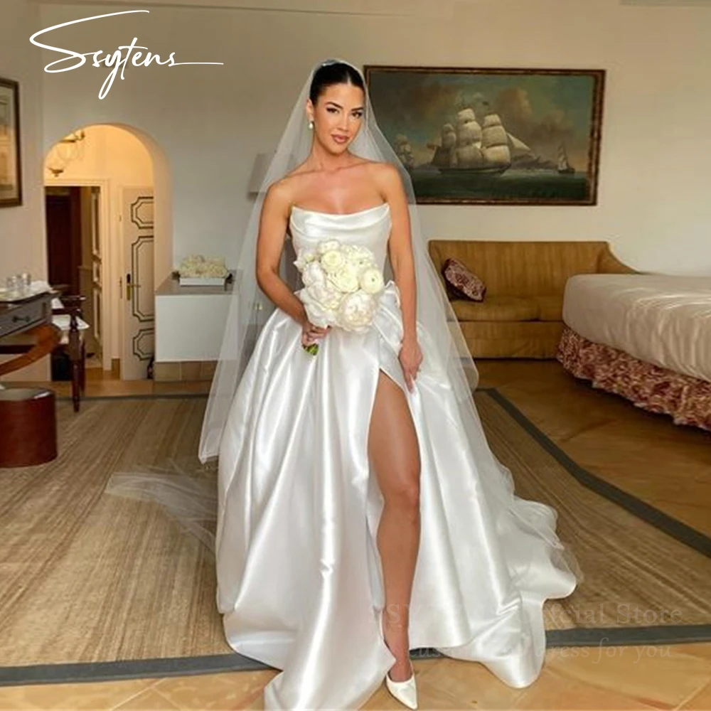 

SSYTENS Wedding Dresses for Parties Long Women Bespoke Occasion Bride Gowns Elegant Vestidos De Novia Simple Civil Bridal Dress