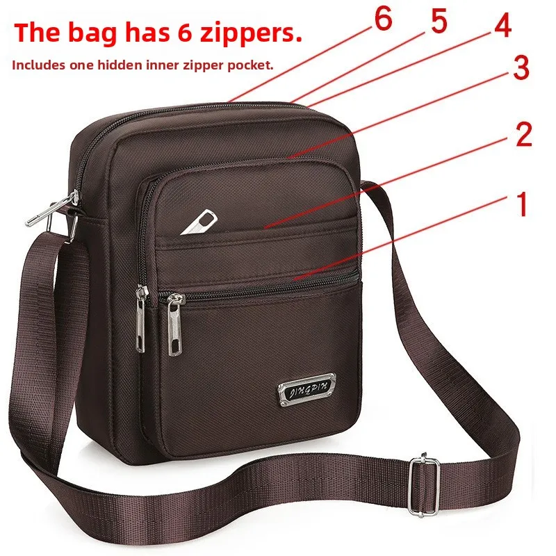 Fashionable Casual Large Capacity Nylon Shoulder Bag Multi-Layer Storage Diagonal Bag for Commuting And Business Men's Bag