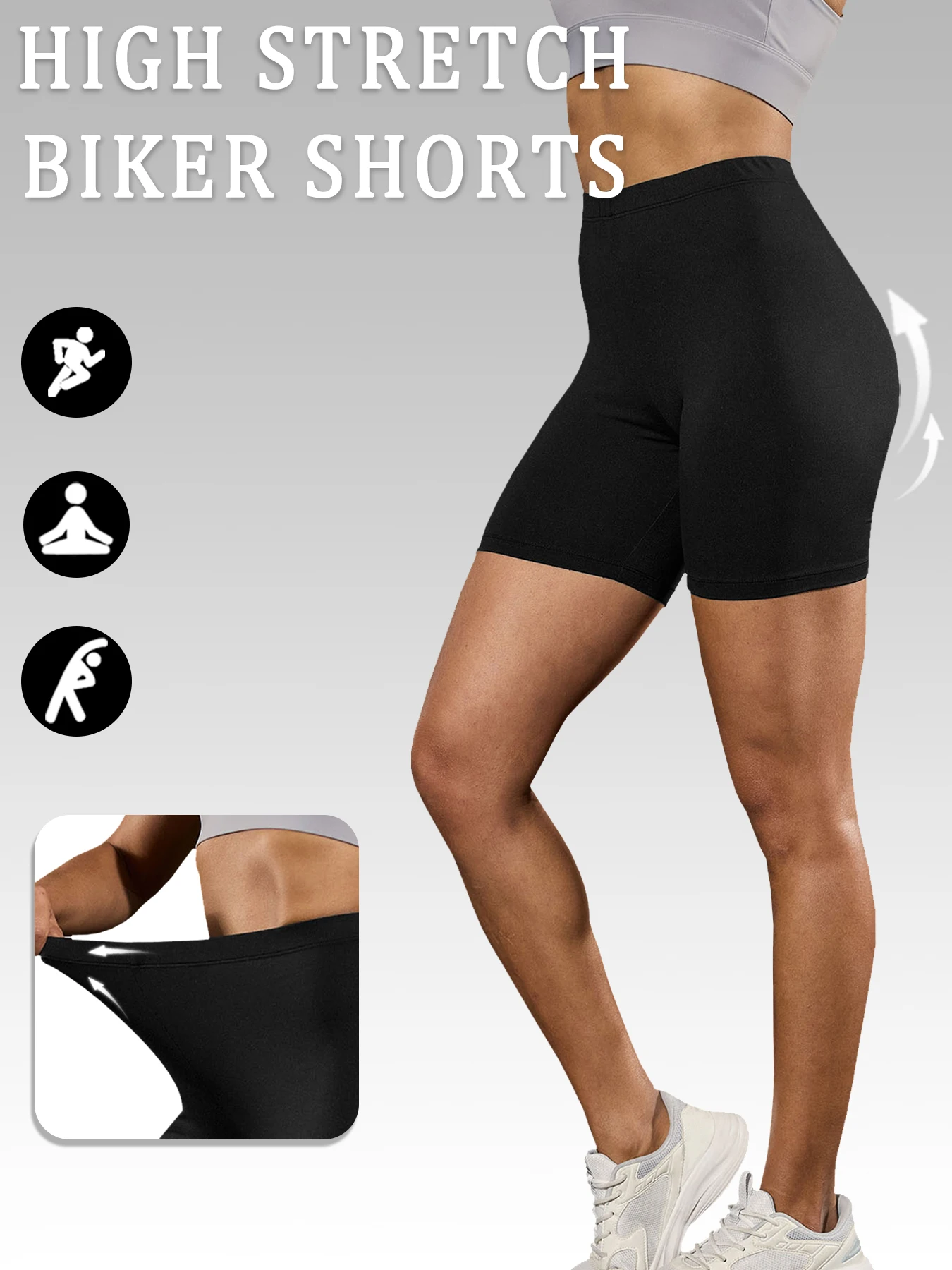 Confezione da 5 pantaloncini da motociclista super morbidi da donna ad alta elasticità, non trasparenti, allenamento, corsa, yoga, atletico, 6 "cucitura push up, palestra, fitness