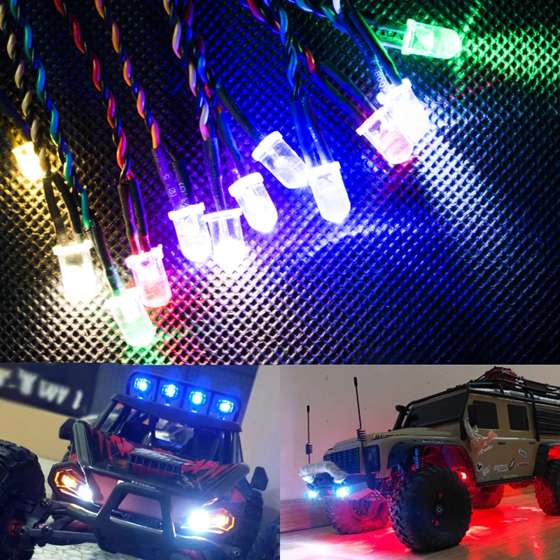 

2Pcs LED Lights 3V 20cm/80cm Headlights for 1/10 RC Crawler Car Traxxas TRX4 Defender AXIAL SCX10 RC4WD D90 Cherokee Bronco Part