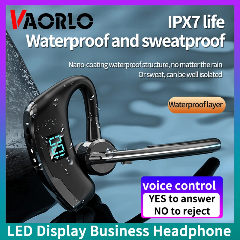 V8S 비즈니스 블루투스 무선 이어폰, 긴 대기, 마이크 음성 제어, 이어 후크 헤드폰, 270 ° 회전, 범용 헤드셋