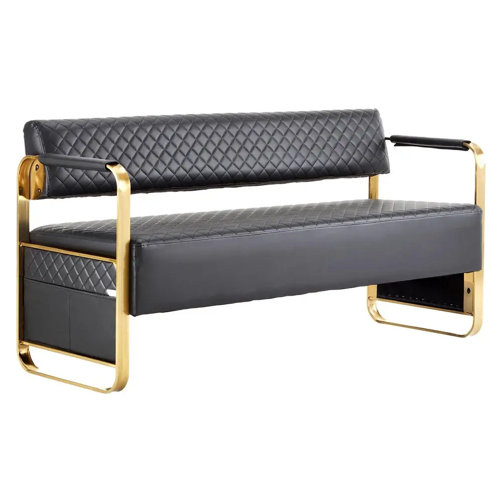 Sillas de sala de espera con brazos, silla de oficina para invitados de 57.5 pulgadas, asiento tapizado tipo banco, muebles de recepción para salón de belleza y barbería