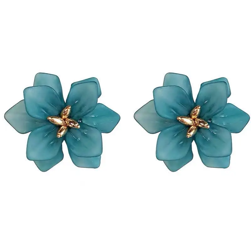 RetroGem Jewelry Hyperbole Large Flower Earrings for Women Acrylic Big White Orange Blue Flower Holiday Earrings Girls Gift