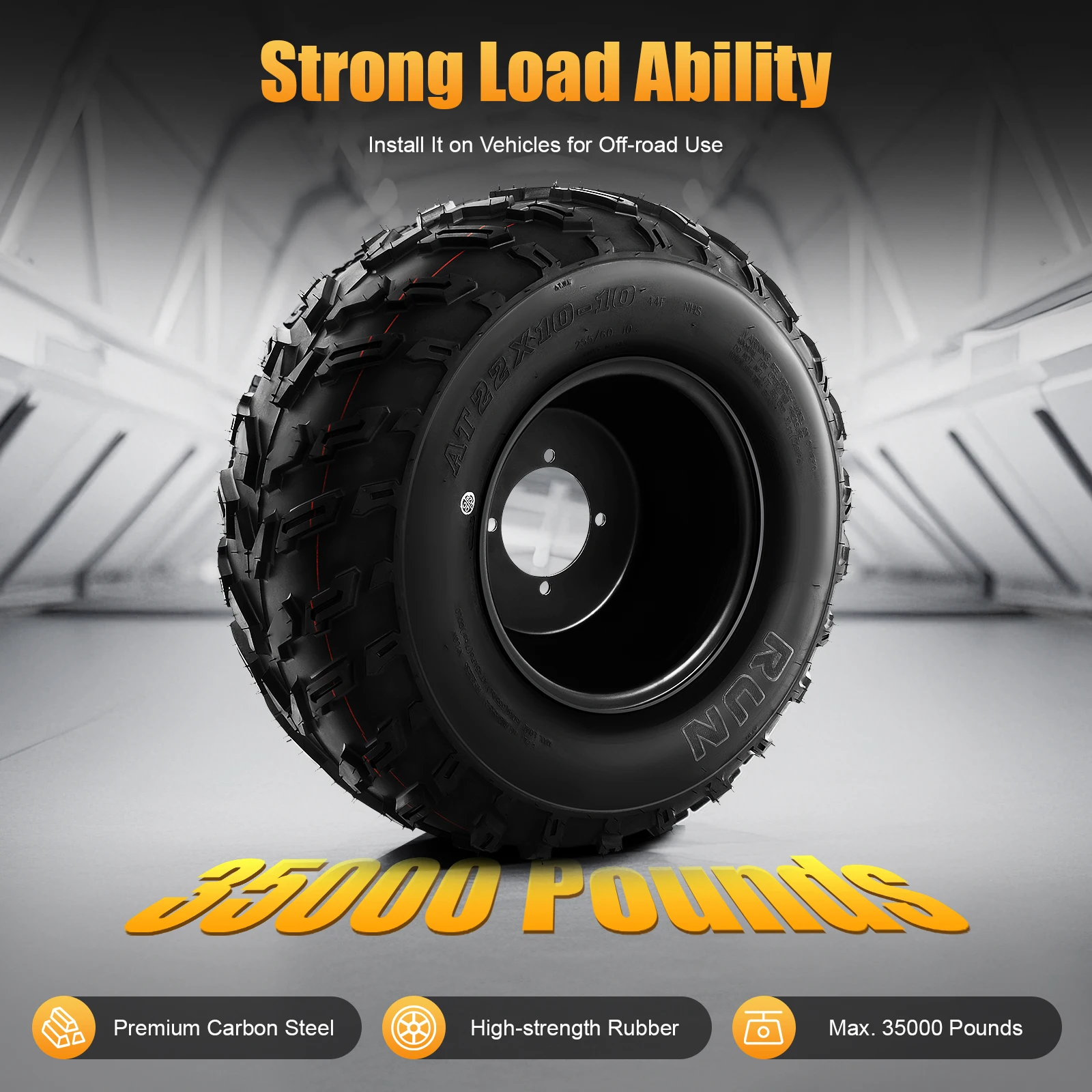 

All-terrain Tire Sturdy Reliable Anti-Puncture Excellent Grip Strong Load Ability Wide Compatibility for ATVs, karting Black