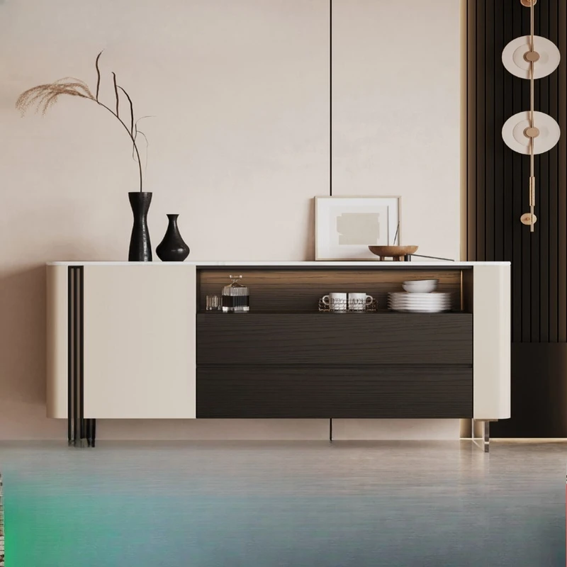 

Side cabinet, Italian natural marble modern simple luxury stone entrance cabinet, solid wood dining room living room wall locker