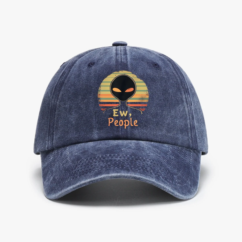 Stand Out with This Trendy Alien 'Ew, People' hat Funny Graphic Baseball Cap Adjustable Distressed Unisex Trucker Hat