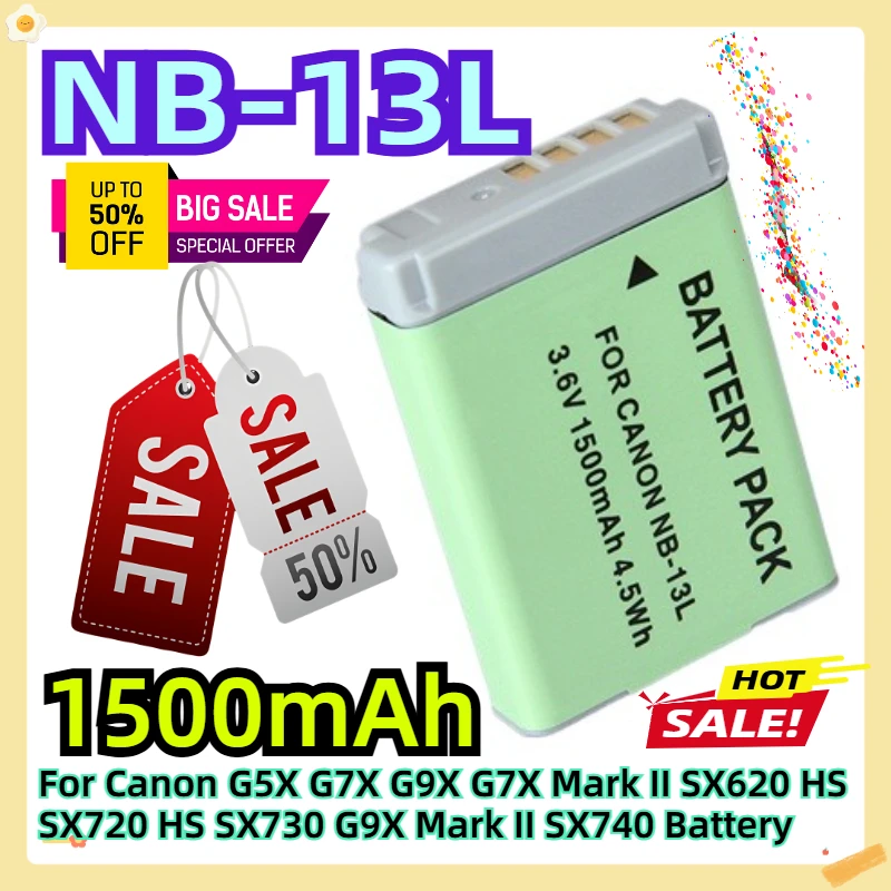NB-13L 1500mAh For Canon G5X G7X G9X G7X Mark II SX620 HS SX720 HS SX730 G9X Mark II SX740 Battery