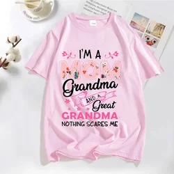 I'm A Mom Grandma and A Great Grandma Print Women Tshirt Casual Funny T Shirts Short Sleeve Grandma Tops Women Tumblr Streetwear