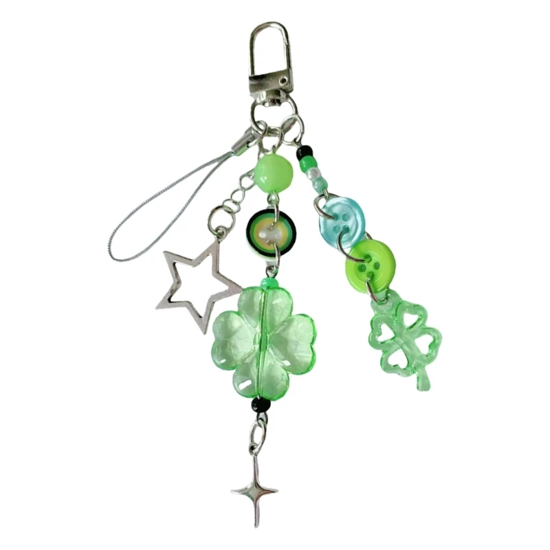 Green Clovers Phone Charm Handmade Keychain Accessory for Everyone Daily Use