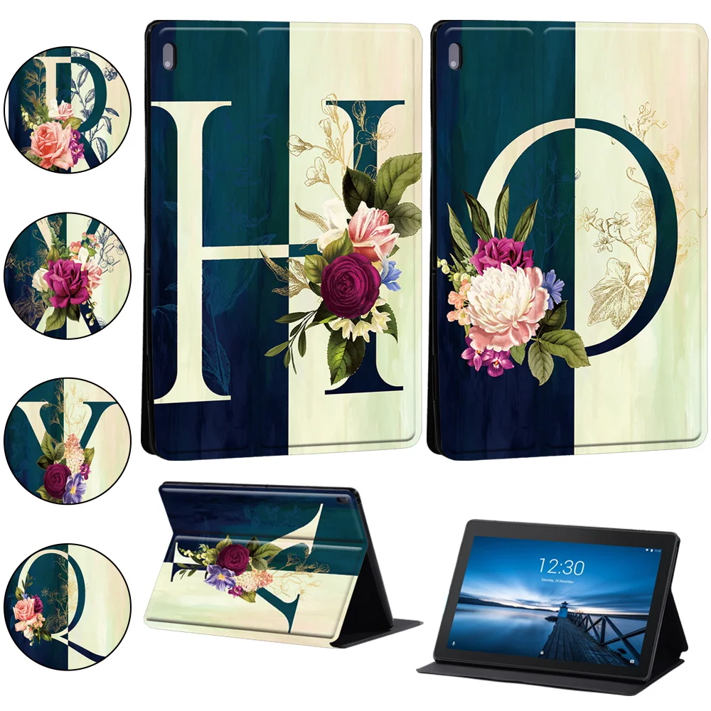 

For Lenovo Tab M10 FHD Plus/Tab E10/M10 TB-X605F Half Letter Print Leather Folding Tablet Cover for Tab M10 HD X306F/Tab M7/M8