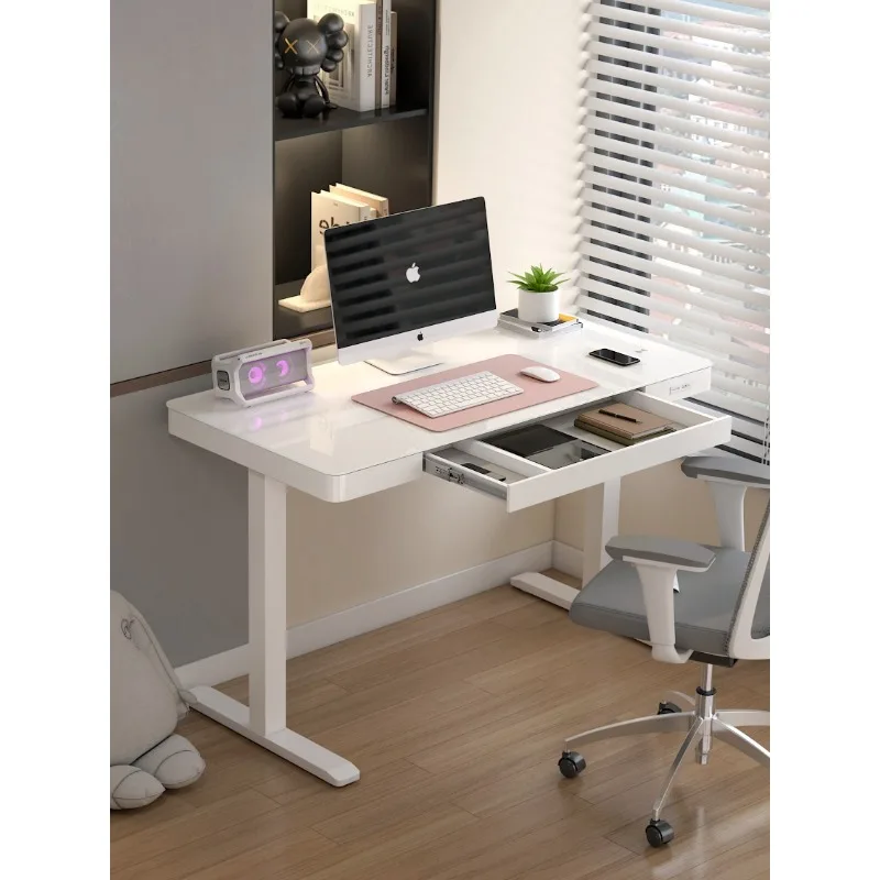 

Modern tempered glass desk household computer desk bedroom office study table