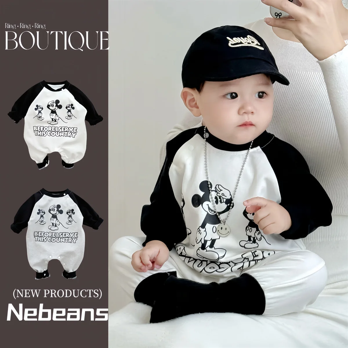 

Disney Mickey Mouse Rompers Fashion Baby Jumpsuit Autumn Soft Cotton Newborn Boys and Girls Baby Sweatshirt Clothing Bodysuits