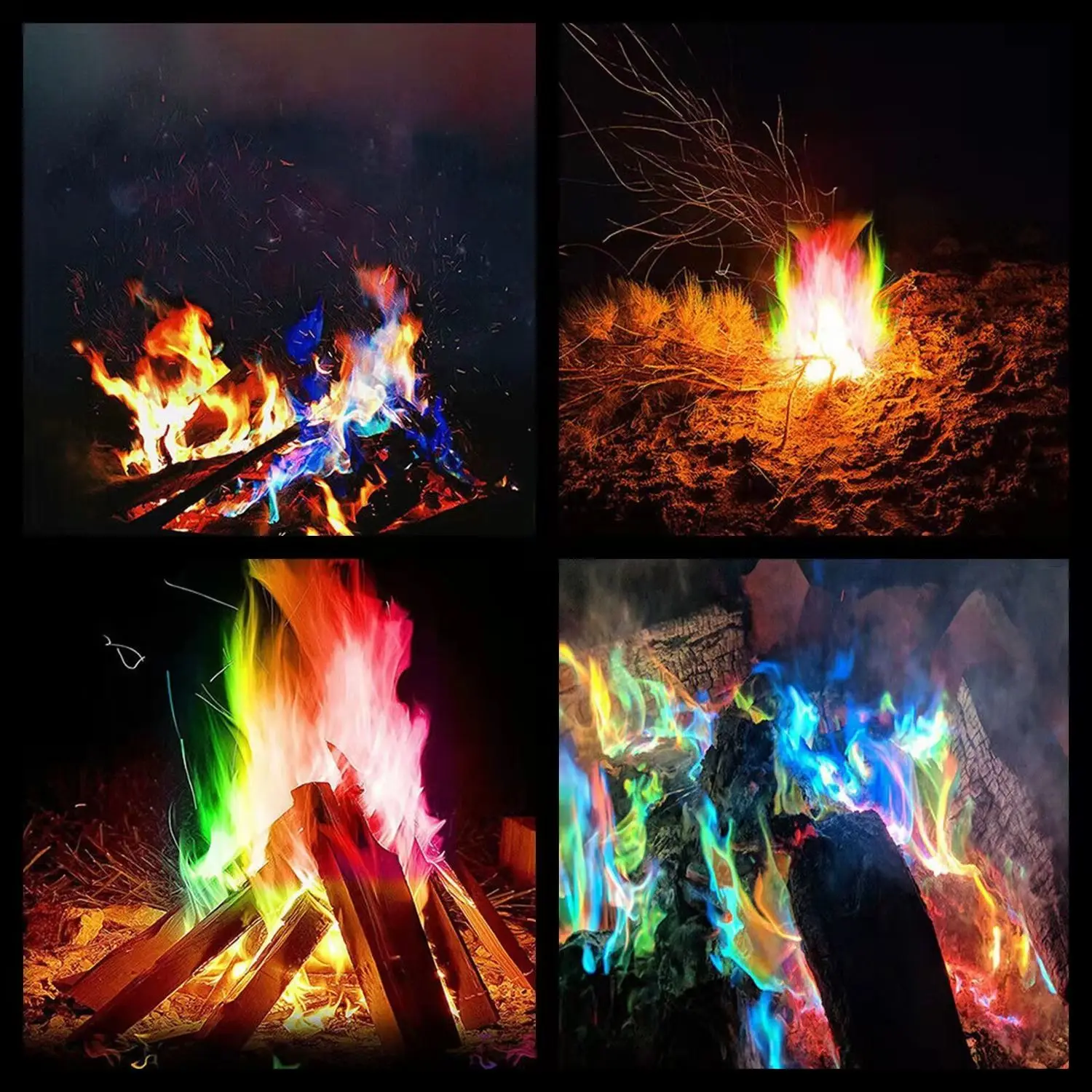 2 Bags Outdoor Campfire Powder Colorful Flame Powder Magic Evening Performance Party Beach Wedding Props Fireworks Camping Tools