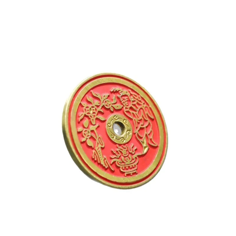 Antique Bronze, Cinnabar, Gold 0kg Money Amulet for Wealth and Fortune, Vintage Distressed Style