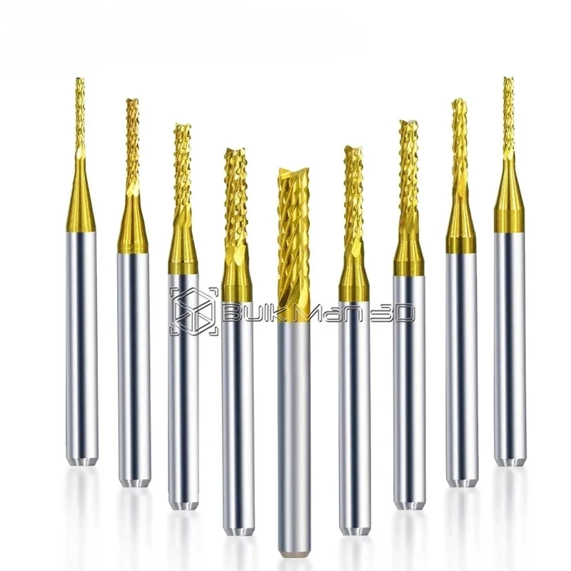 

10PCS PCB Milling Cutter 10pcs TiN Coated 0.6-3.175mm CNC Router Bit 3.175mm Shank Carbide End Mill for PCB Machine Milling Tool