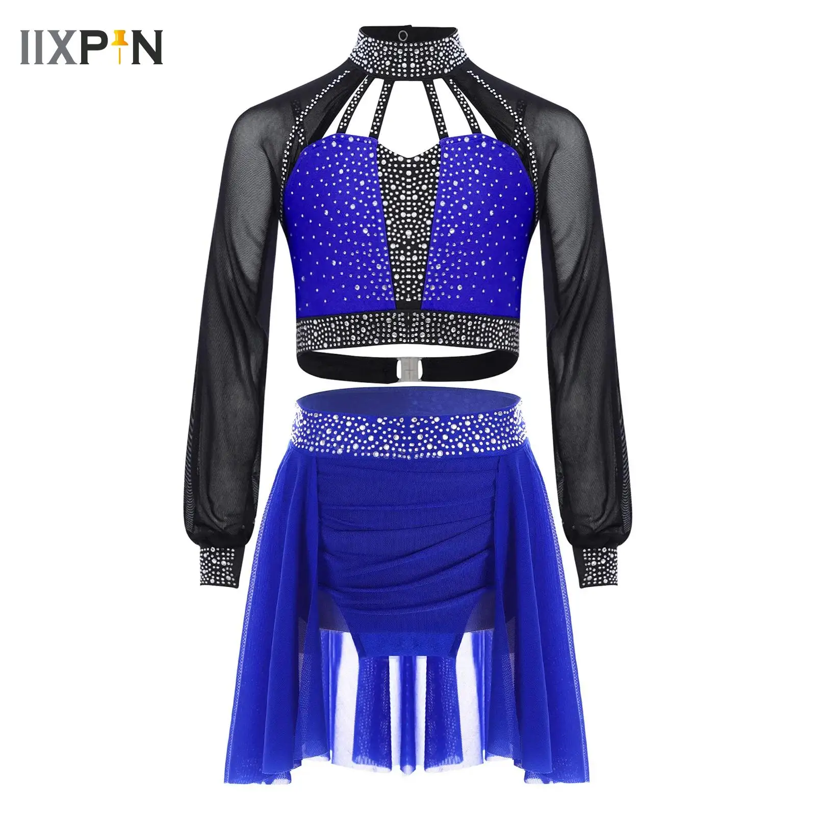 

Girls Gymnastics Dance Top with Skirts Sport Set Figure Skating Costume Ballet Latin Jazz Dance Cheerleading Performance Outfit