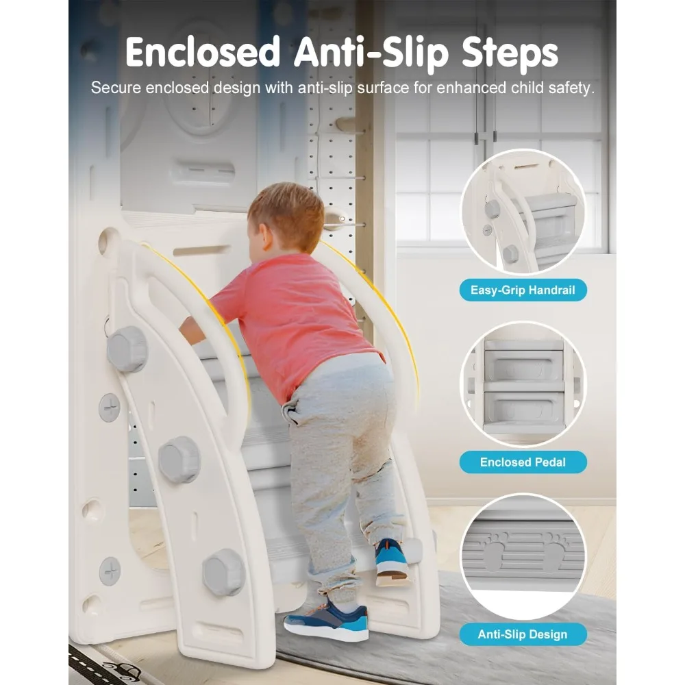 Tobogán todo en uno para niños pequeños con características de baloncesto, telescopio y escalada para juegos en interiores