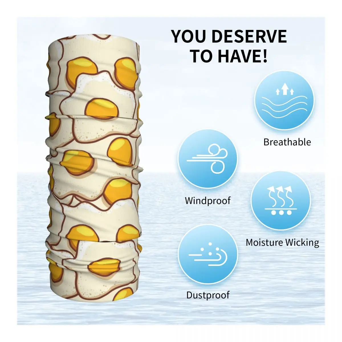 Fried Egg Bandana Neck Gaiter Printed Food Yolk Balaclavas Magic Scarf Multi-use Cycling Fishing for Men Women Adult Windproof