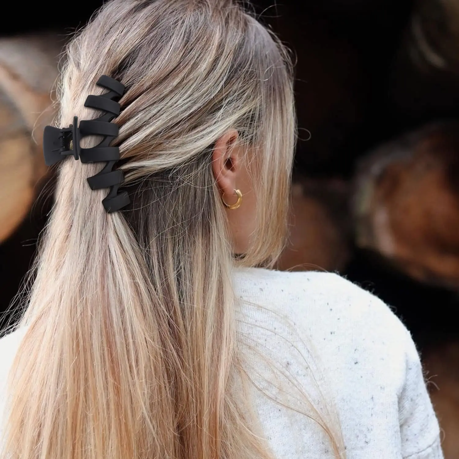 Ins Klip Klem Rambut Persegi Besar Cakar Rambut Matte Temperamen Sederhana Hiasan Kepala Jepit Rambut Modis Wanita