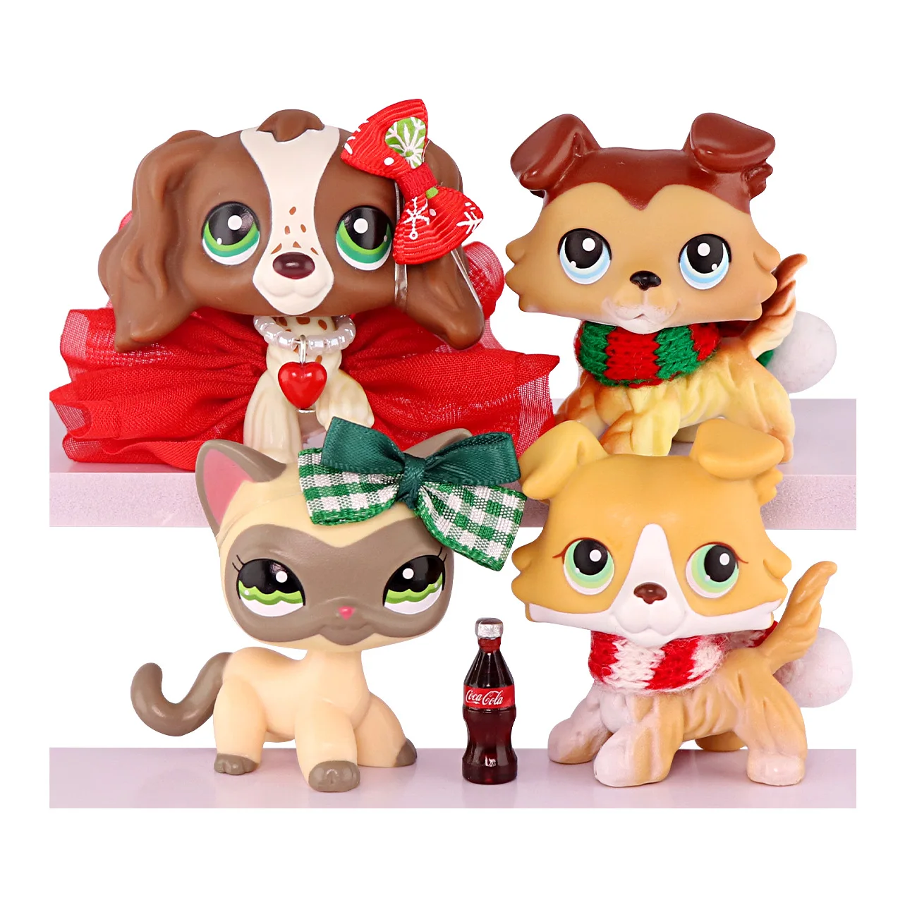 

4PCS LPS Mini Pet Shop Cocker Spaniel Husky Puppy and Collie Children's Toys Christmas Gifts Gifts for Boys and Girls