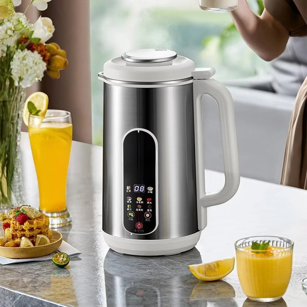 Household Stainless Steel Soy Milk Blender Large Capacity Multi-function No-soak Baby Food Maker Timing Keep Warm