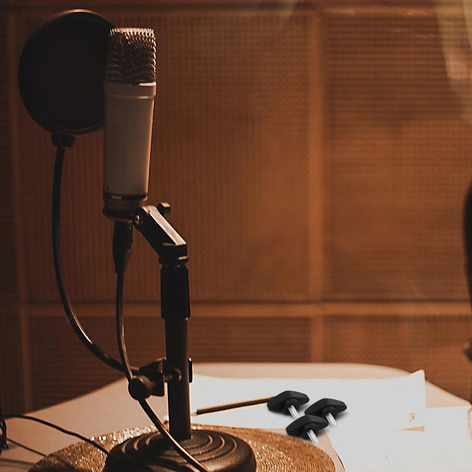 

10Pcs Microphone Universal Crossbar Clamp Screws Plastic Knobs Thumb Bolts Adjustable Clamping Hardware for Recording and