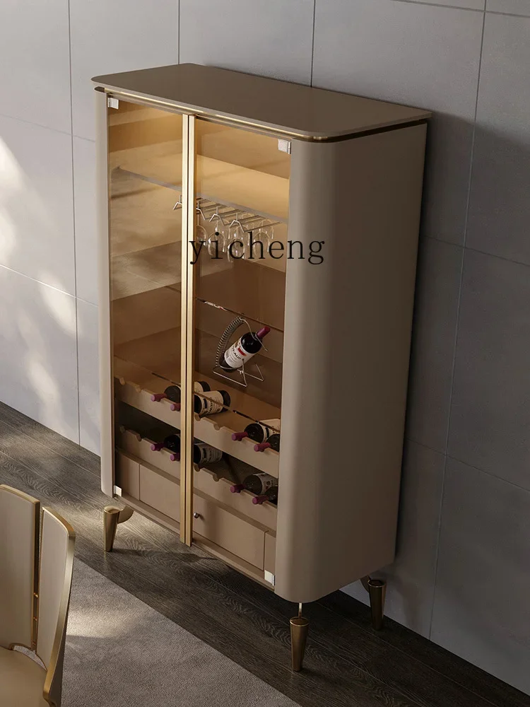 

X5-1 light luxury high wine cabinet simple Italian high-end living room wall stainless steel glass double door entrance