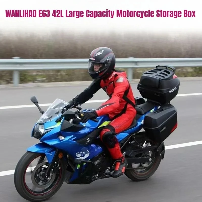 WANLIHAO E63 42L Large Capacity Motorcycle Storage Box Electric Motorbike Trunk Moto Rear Shelf Storage Box Luggage Case