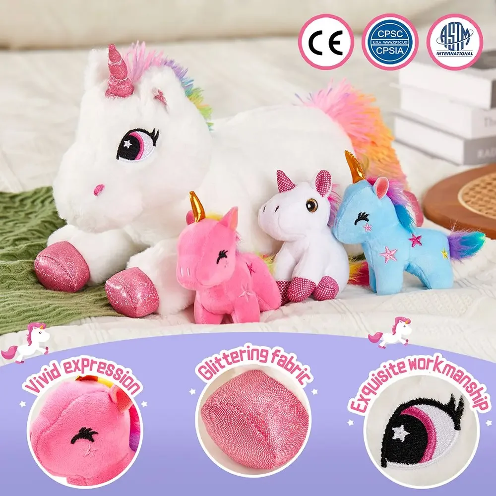 Rainbow Unicorn Doll Set peluche cuscino carino unicorno madre e bambini vestito animali di peluche cuscini regalo per bambini morbido