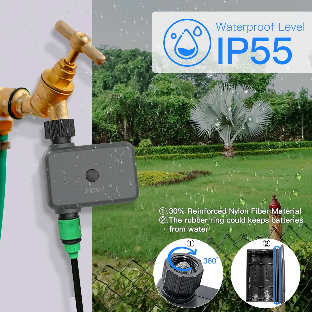 Tuya Smart Garden Watering Timer Drip Irrigation Rain Delay Programmable Controller Watering Valve Garden Auto Watering System