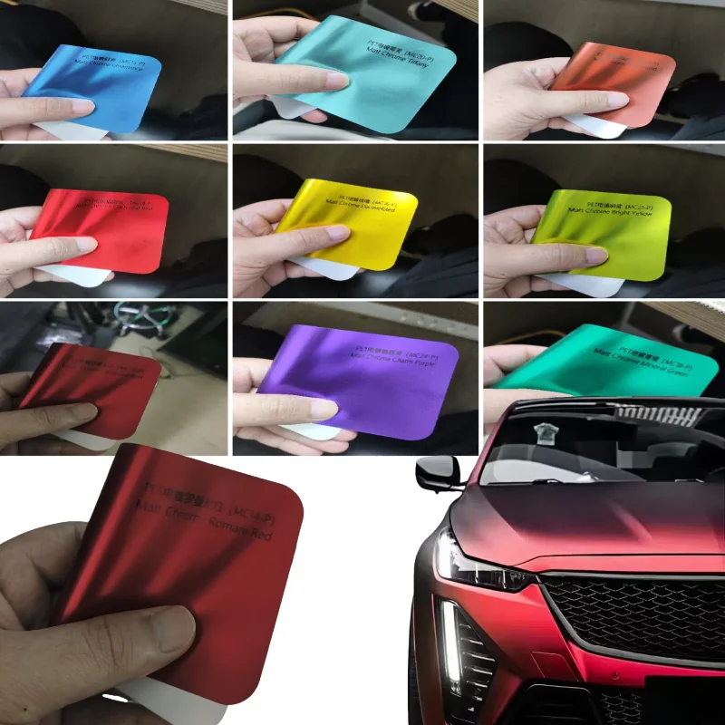 

Electroplated Matte Chrome Romani Red Car Vinyl Wrap PET PPF Air Release Not Layered Self Repair Glossy Finish