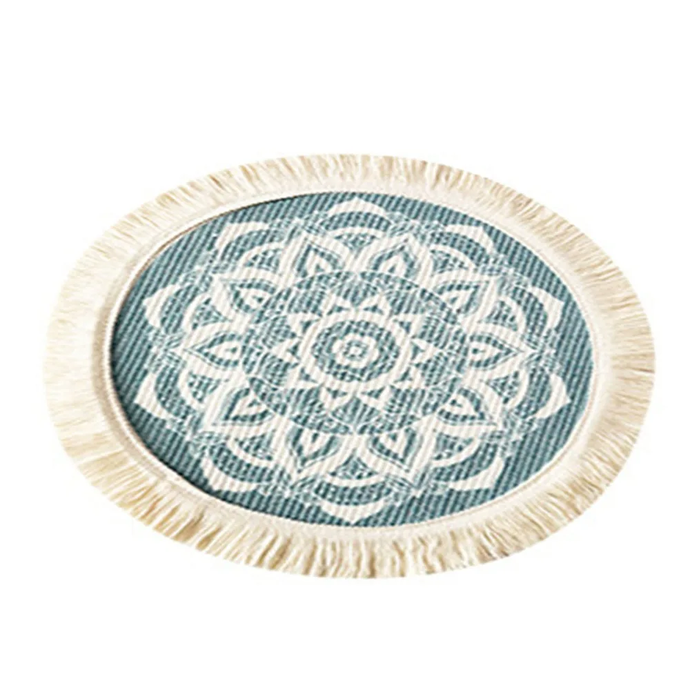 Printed Pattern Table Cloth Hanging Tassel Wrinkle Resistant Cloth Decorative Table Cover Practical Soft Party Table Linen
