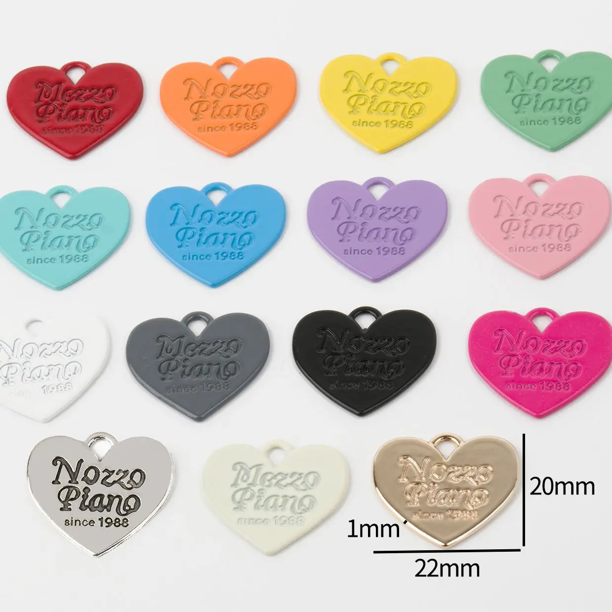 5pcs 22x20mm Colorful Alloy English Lettering Love Heart Shape Charms Pendant For DIY Earring Necklace Jewelry Making Ornament