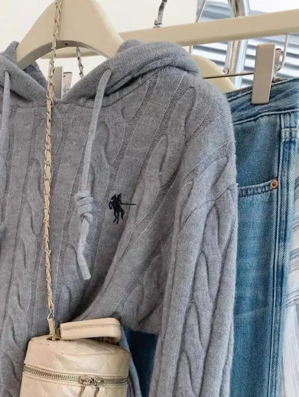 Pull 2025 dernier Style de vente chaude décontracté élégant minimaliste laine à manches longues pull à capuche femmes vêtements, automne/hiver