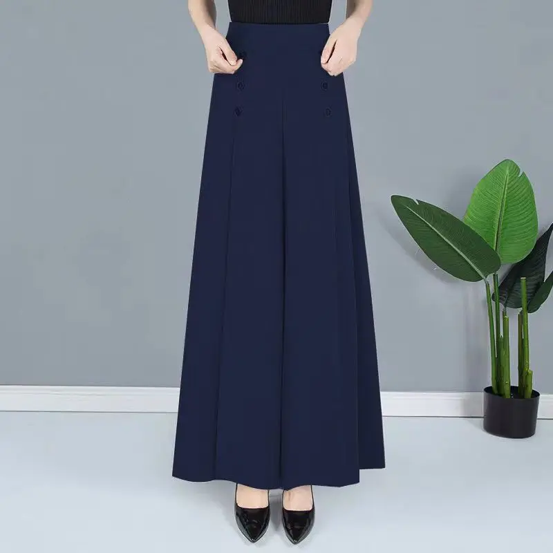 Summer Skirt Pants High Waist Straight Wide Leg Pant for Women Casual Loose Fashionable Fold Oversized Ladies Clothes y2k