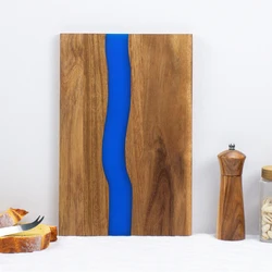 Epoxys River Chopping Blocks Hand-Made Epoxys Resin BBQ Serving Board Multipurpose Wooden Cutting Board For Home Kitchen
