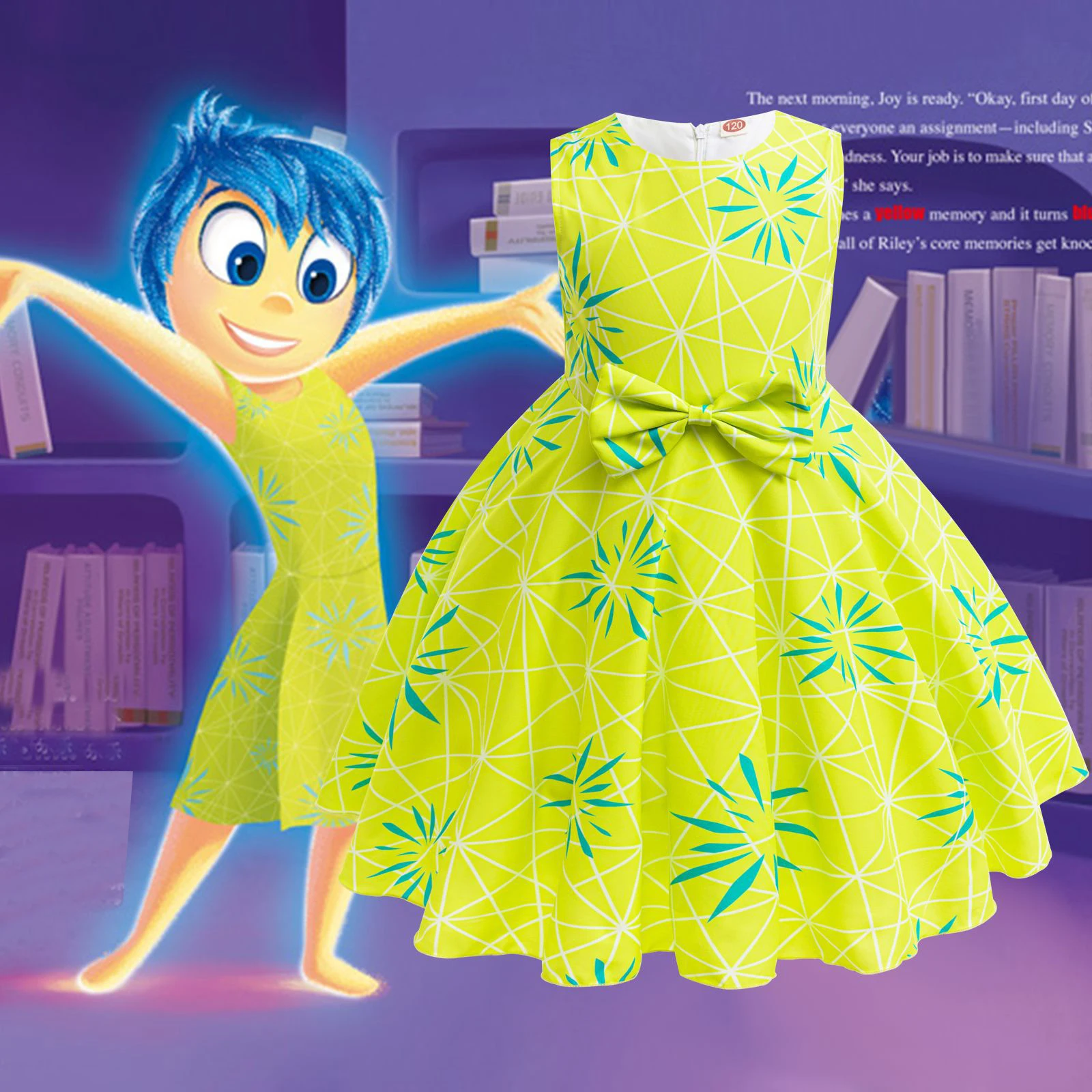 

Shiny Toddler Little Girls Movie Inside Out Cosplay Costume Halloween Fancy Dress Little Girls Birthday Party Holiday Dress