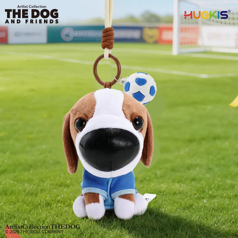 HUGKIS THE DOG Soccer Style Plush Dog Keychain Fuzzy Plush Pendant Bag Charm Backpack Decor Car Key Ring Lovely Animal Accessory view 4