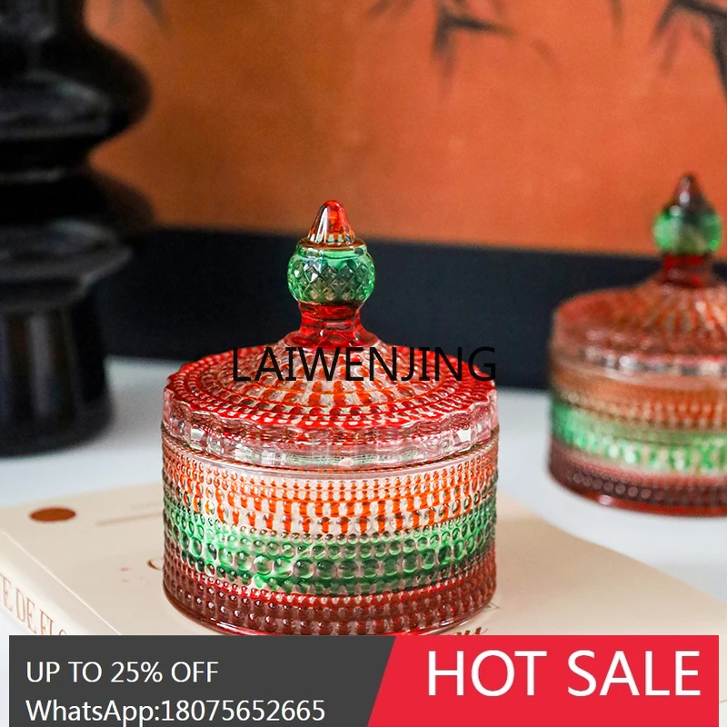 

SGF retro yurt glass storage box ethnic jewelry storage tank ornament