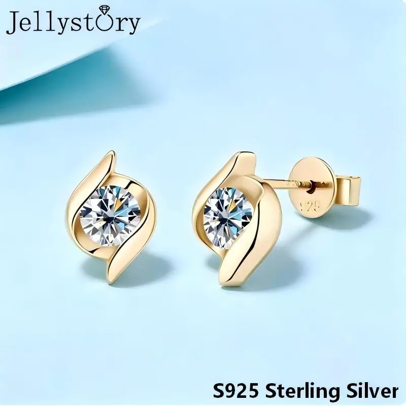 0.5CT Fashionable Light Luxury High-grade Moissanite Stud Earrings for Women Niche Design S925 Silver  Jewelry Wholesale Gift