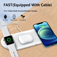 Desktop Flat 3 in 1 USB Type C Wireless Charger Pad For iPhone Samsung Xiaomi Apple Watch AirPods 4/3/ Pro Fast Charging Station