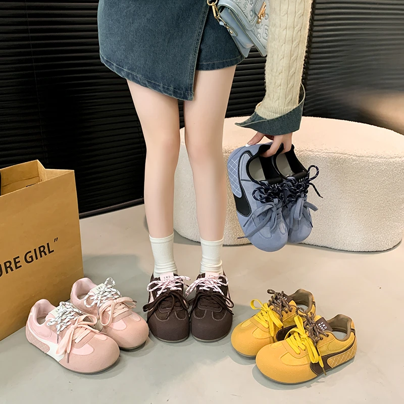 

De Xun Shoes Women's 2025 Spring New Flat Bottom Inner Height Increasing Mesh Breathable Sneakers Fashion Forrest Board Shoes