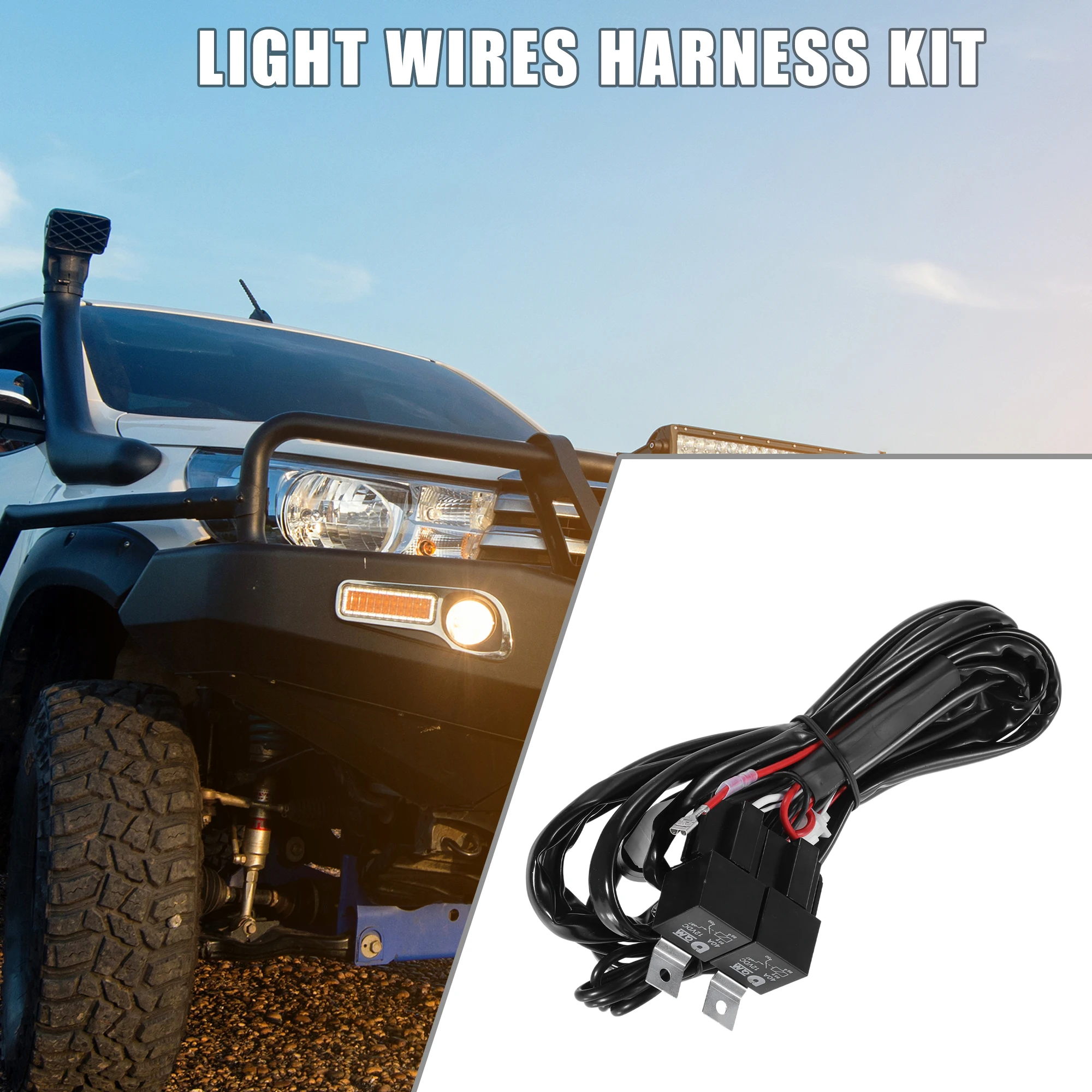 UXCELL LED Work Light Bar Wiring Harness Kit for Off Road with 1 Lead 2 Control Switch 2m 6.7ft Long Relay on Off Switch Kit